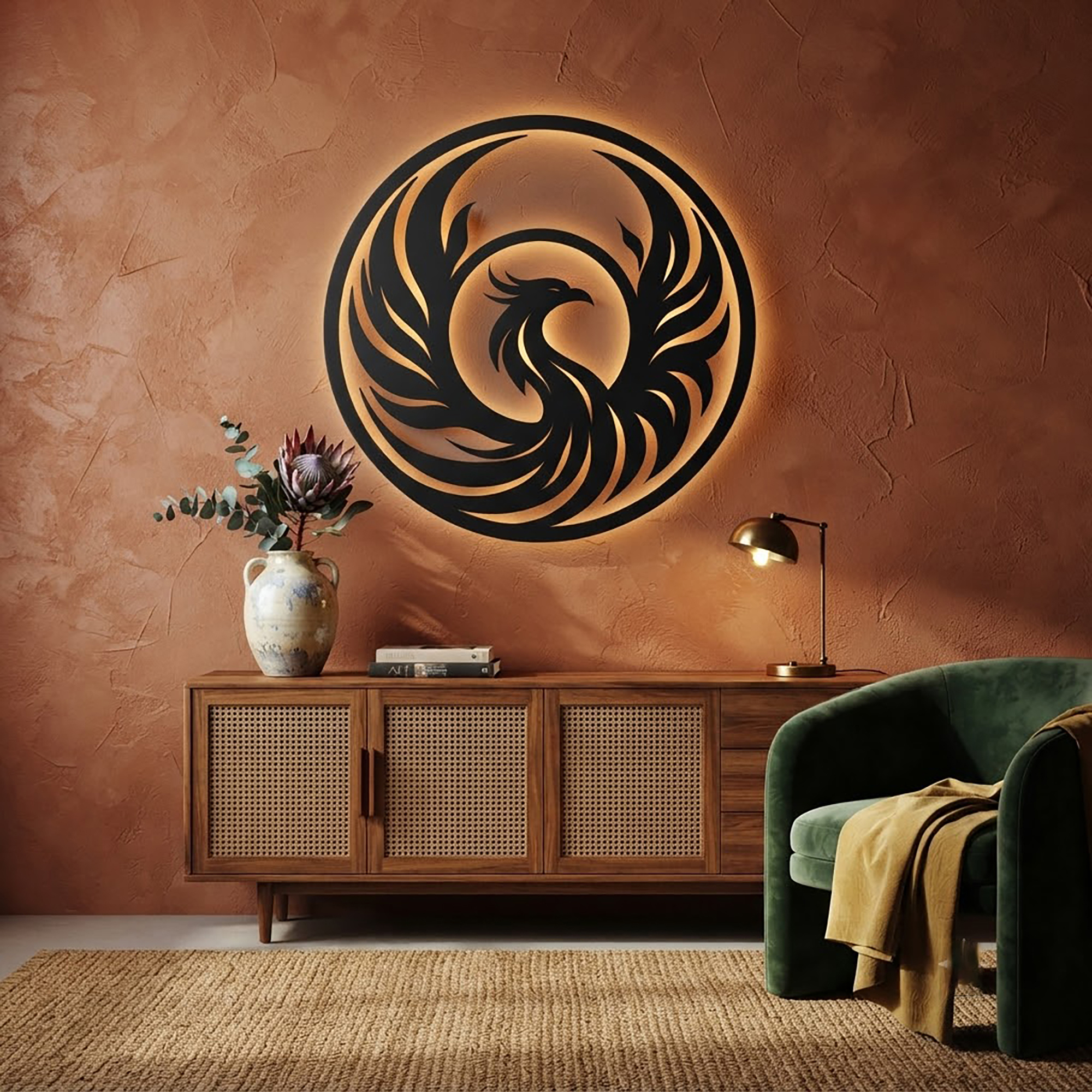 Phoenix LED Metal Wall Art - product view 2