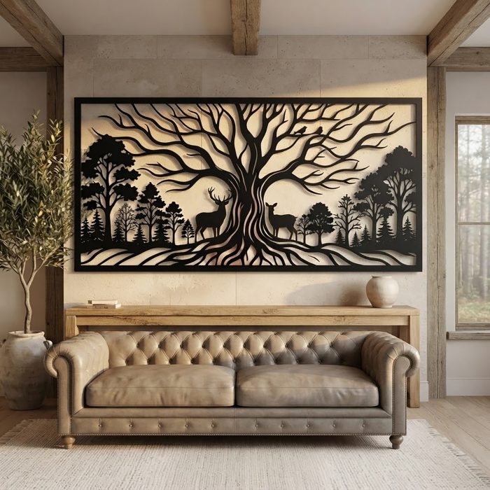 Deer Tree of Life Metal Wall Art