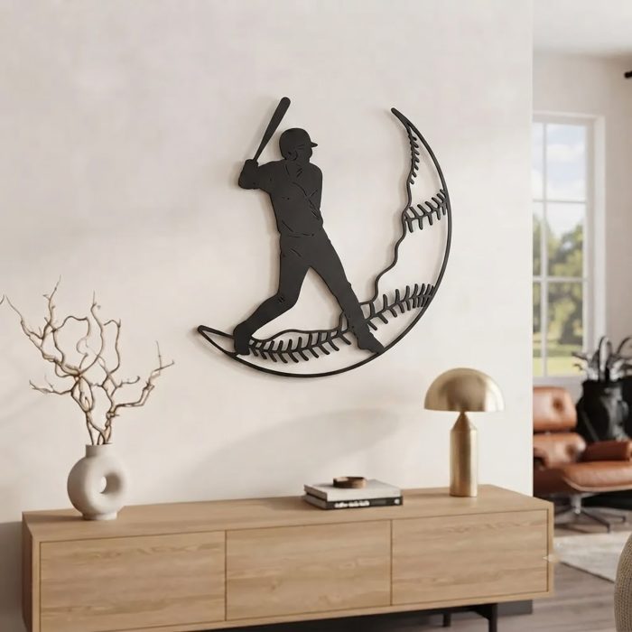 Baseball Player Metal Wall Art