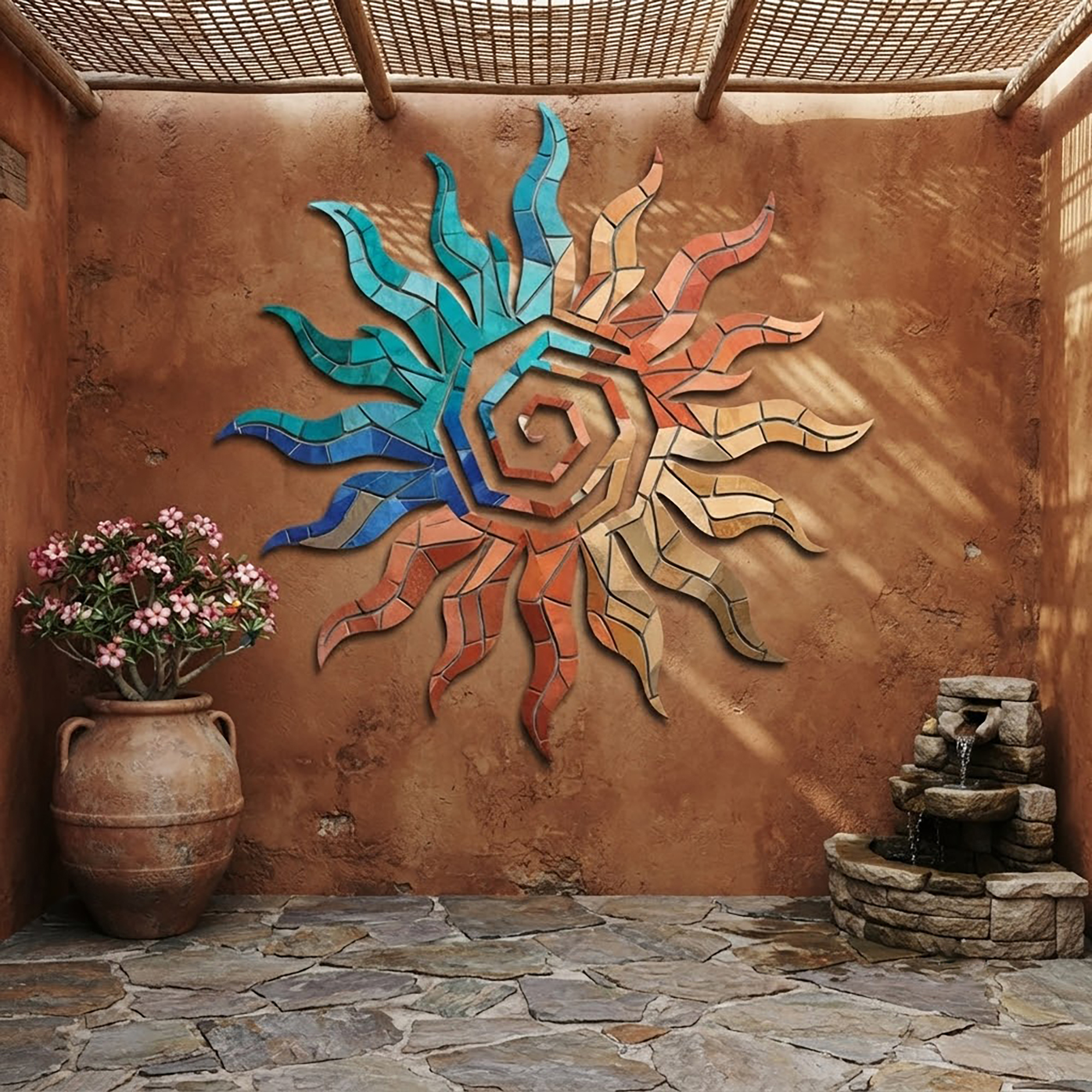 Colorful Mosaic Sun Metal Wall Art - product view 2