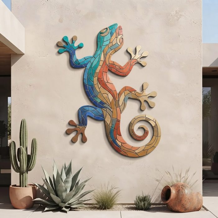 Colorful Gecko Metal Wall Art