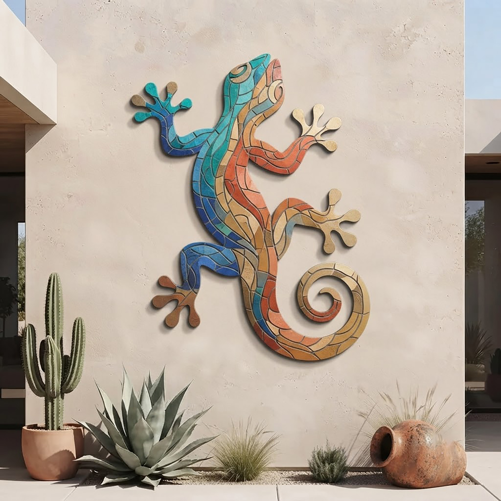 Colorful Gecko Metal Wall Art