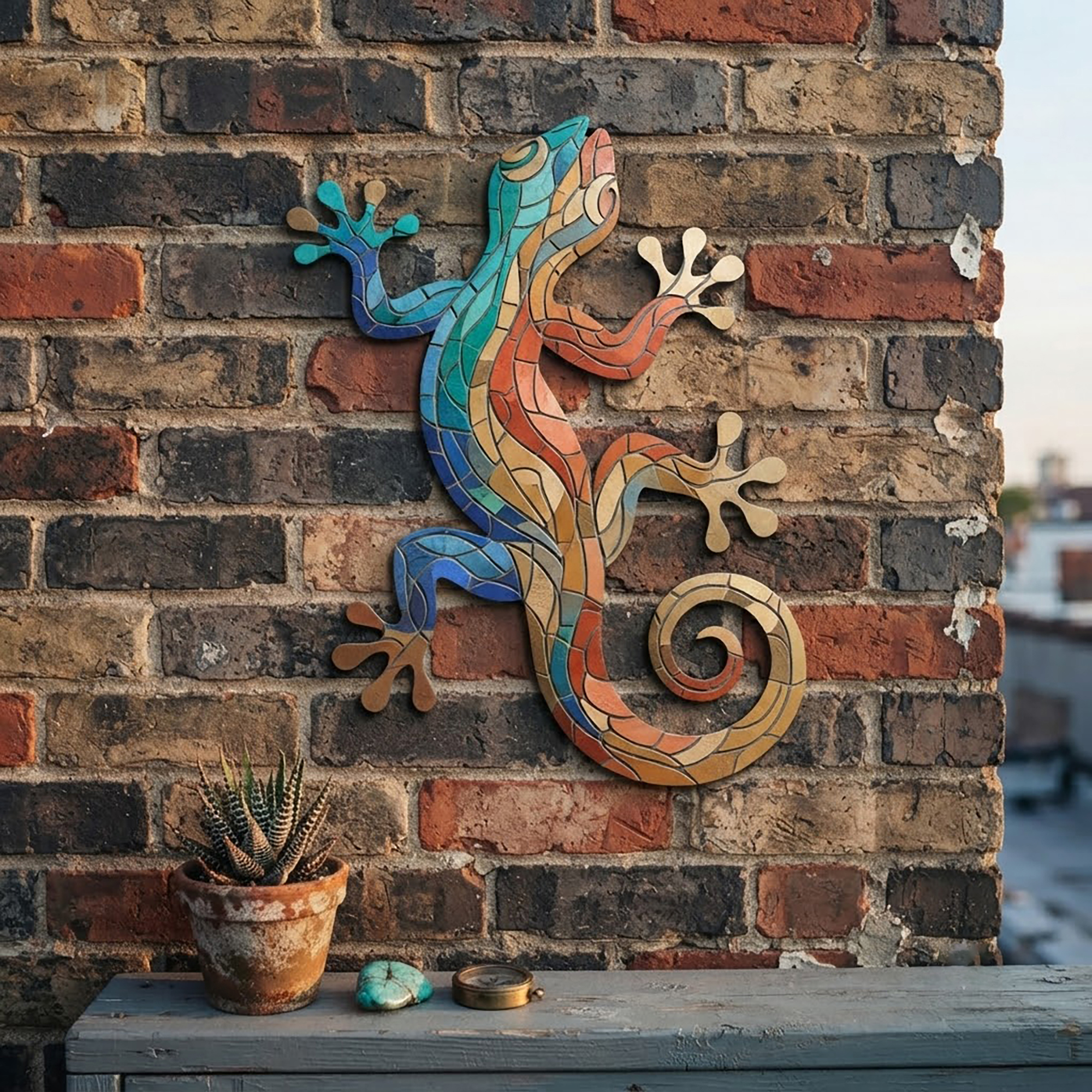 Colorful Gecko Metal Wall Art - product view 2