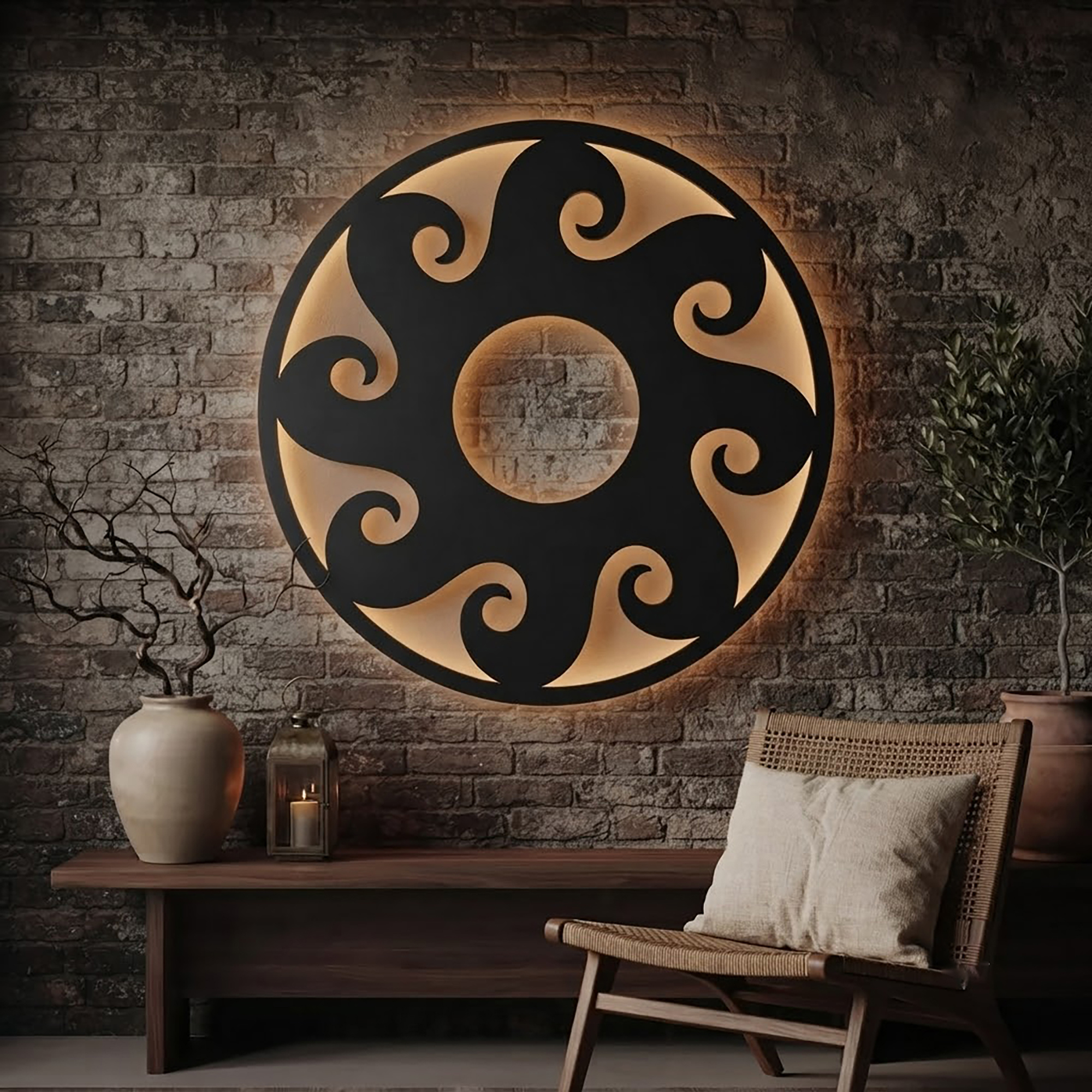 Ocean Wave LED Metal Wall Art - product view 2