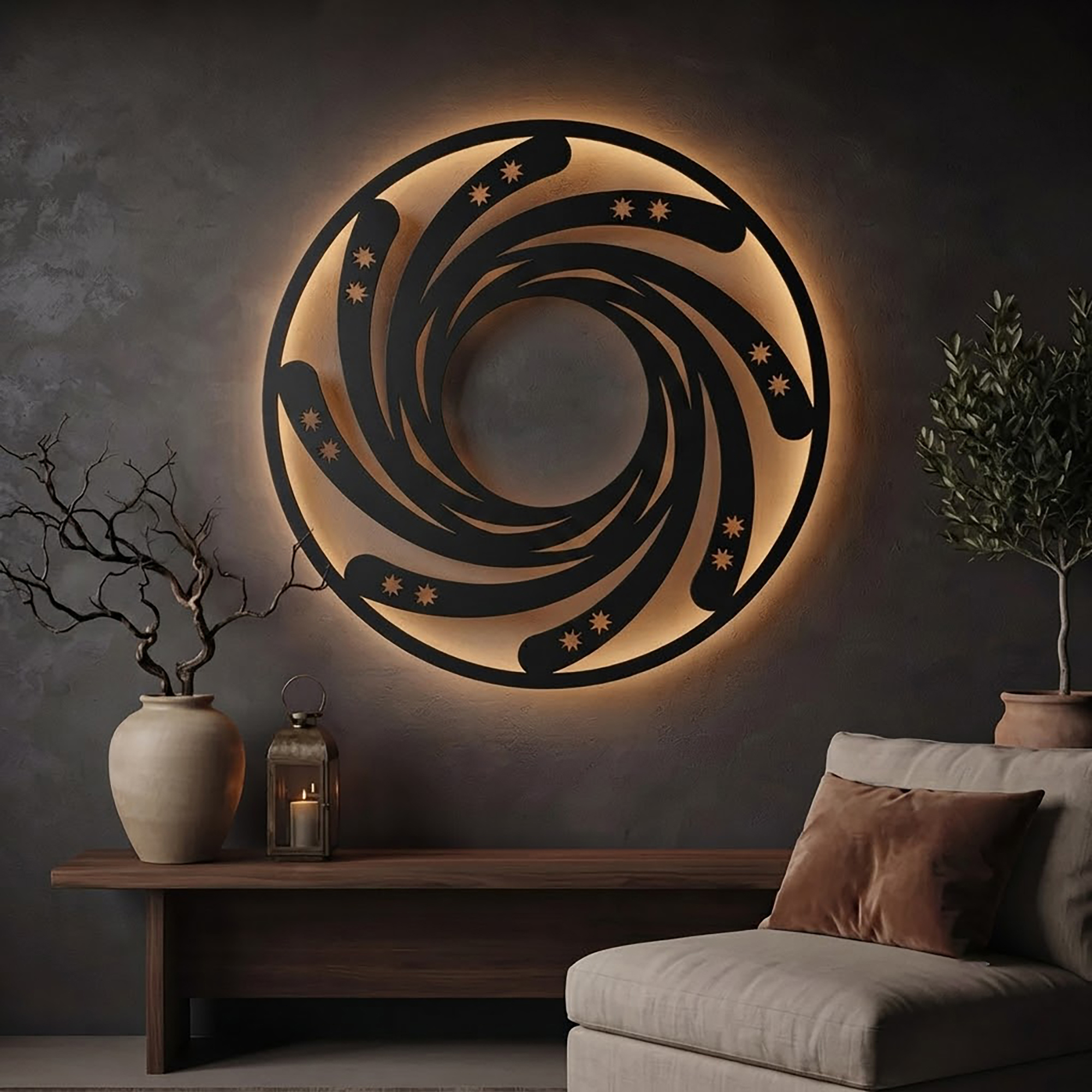 Galaxy Spiral LED Metal Wall Art