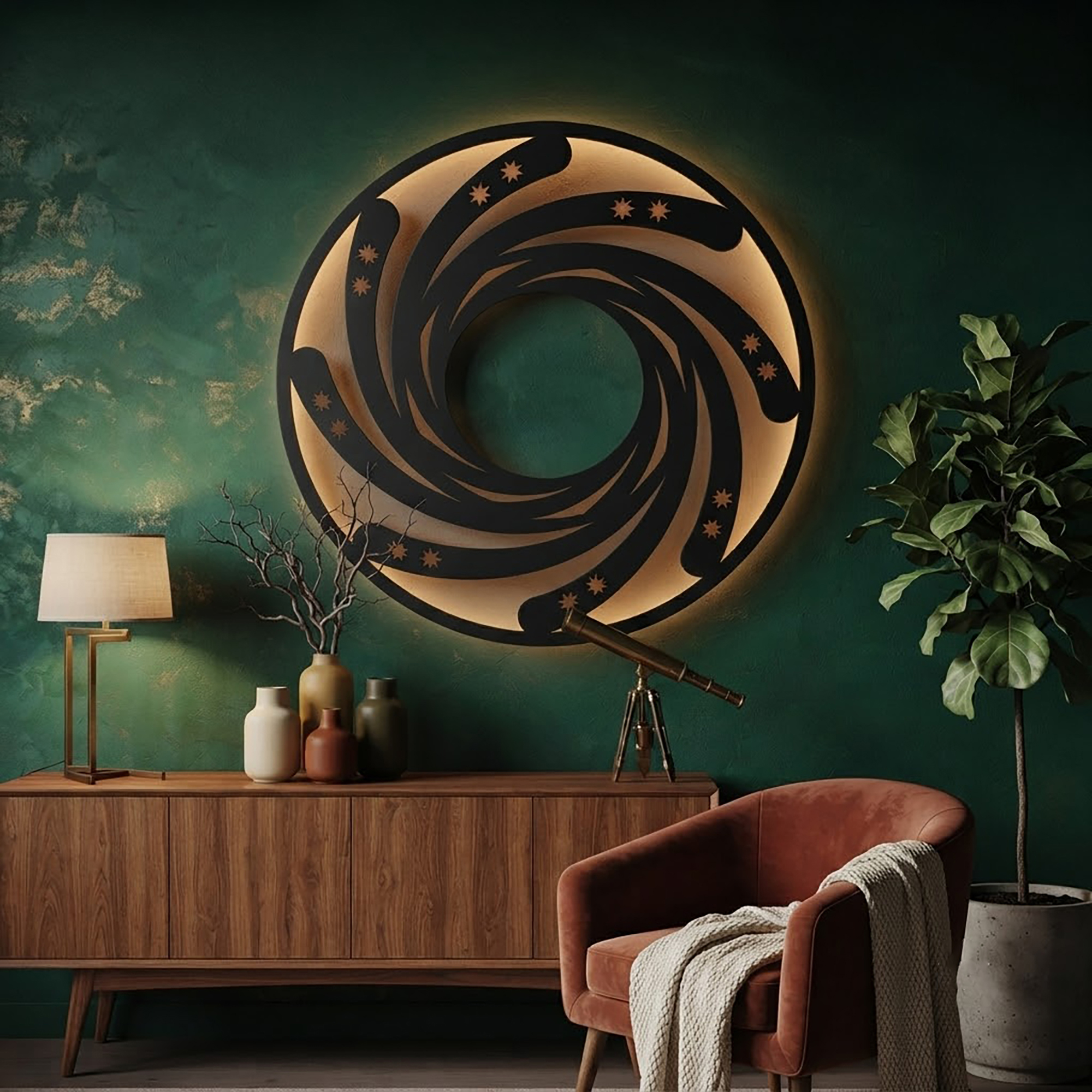 Galaxy Spiral LED Metal Wall Art - product view 2