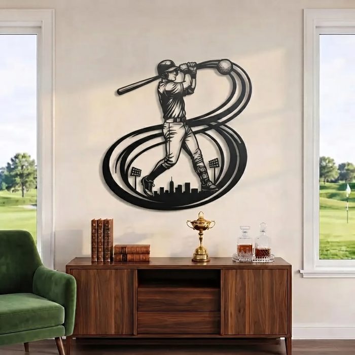Baseball Player Metal Wall Art