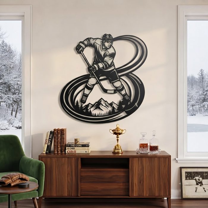 Hockey Player Metal Wall Art