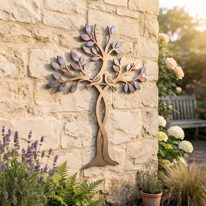 Love Birds Tree of Life Metal Wall Art