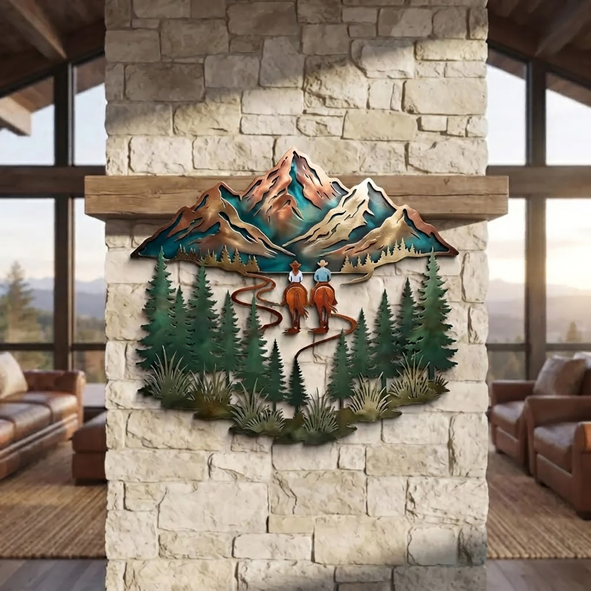 Horseback Riding Couple Metal Wall Art