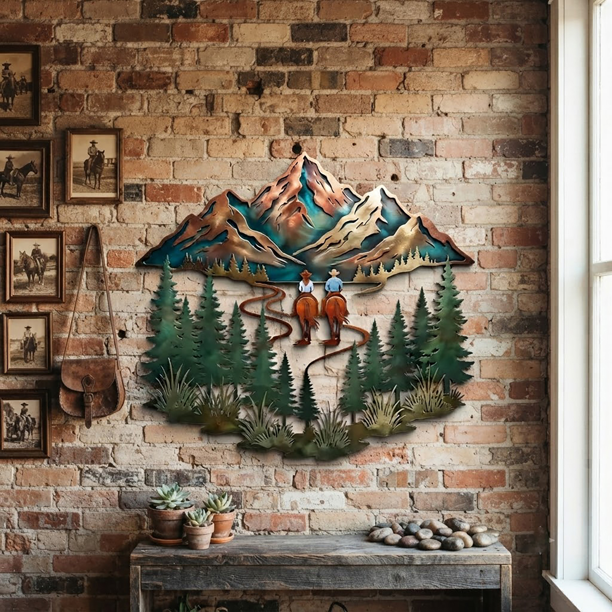 Horseback Riding Couple Metal Wall Art - product view 2