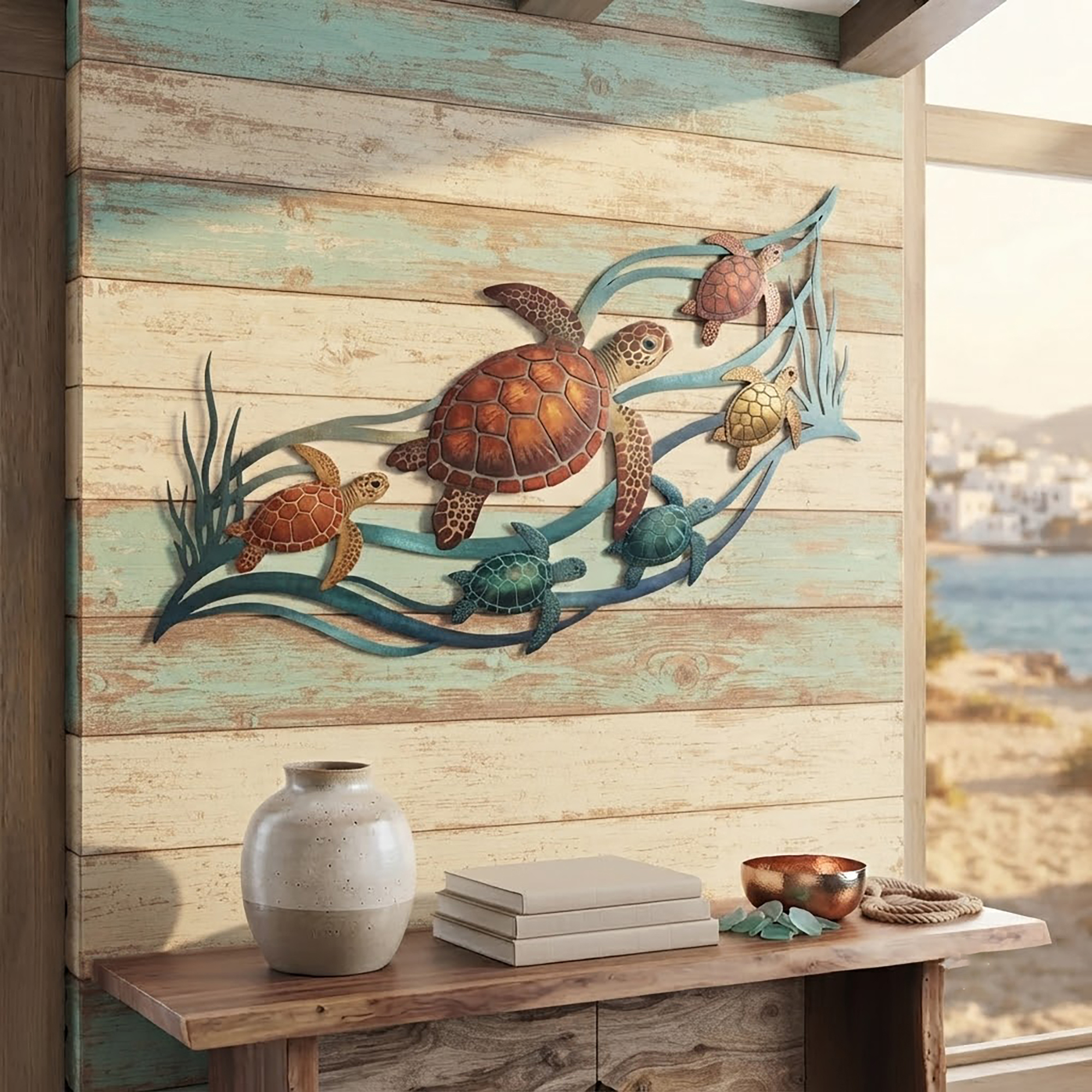Sea Turtle Metal Wall Art - product view 2