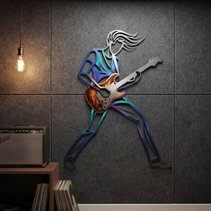 Guitar Player Metal Wall Art