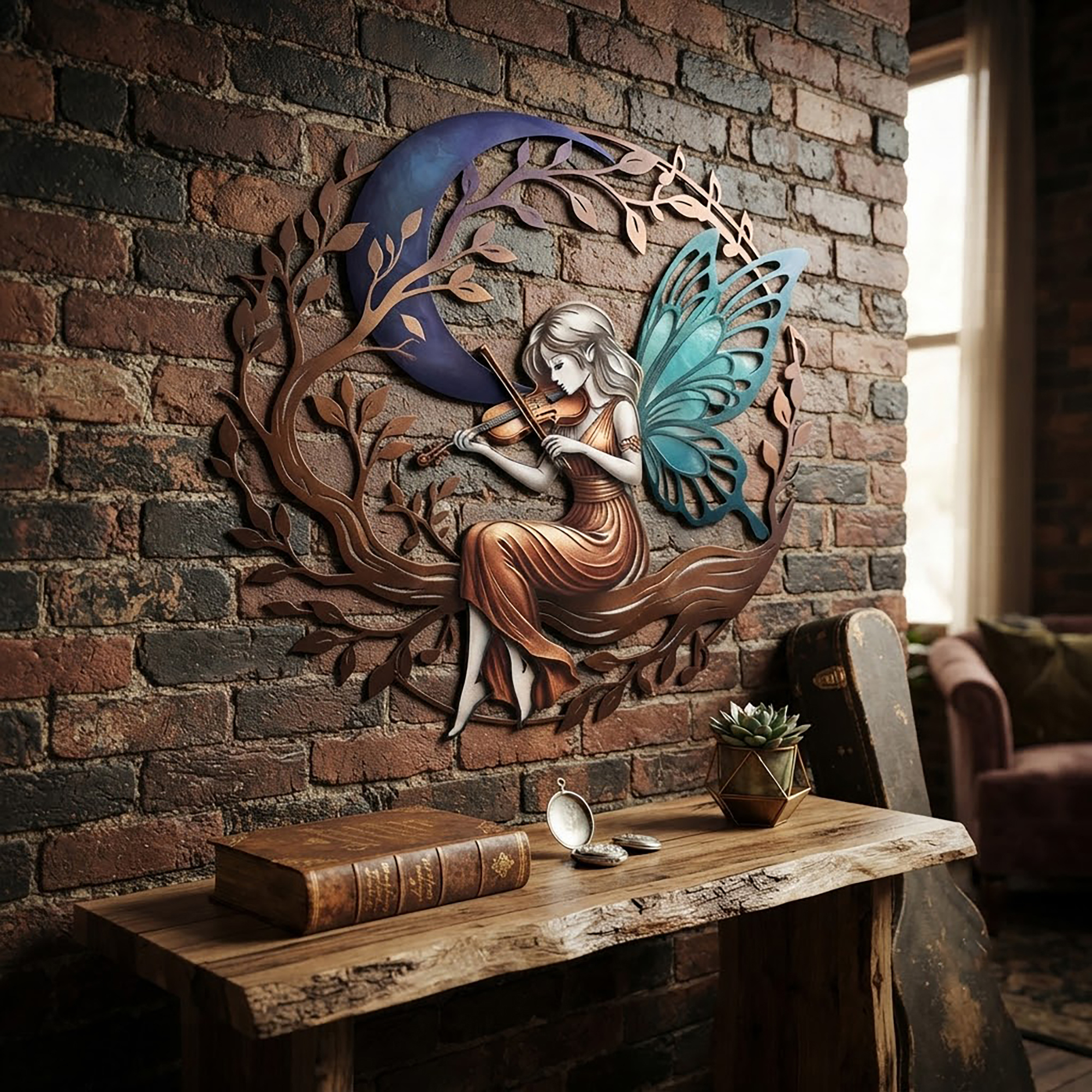 Violin Fairy Metal Wall Art - product view 2