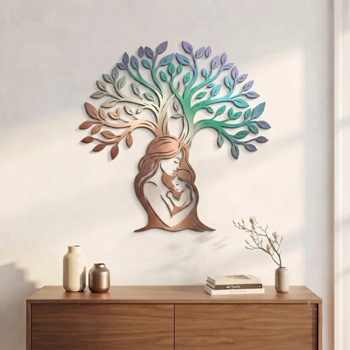Mother and Baby Tree of Life Metal Wall Art