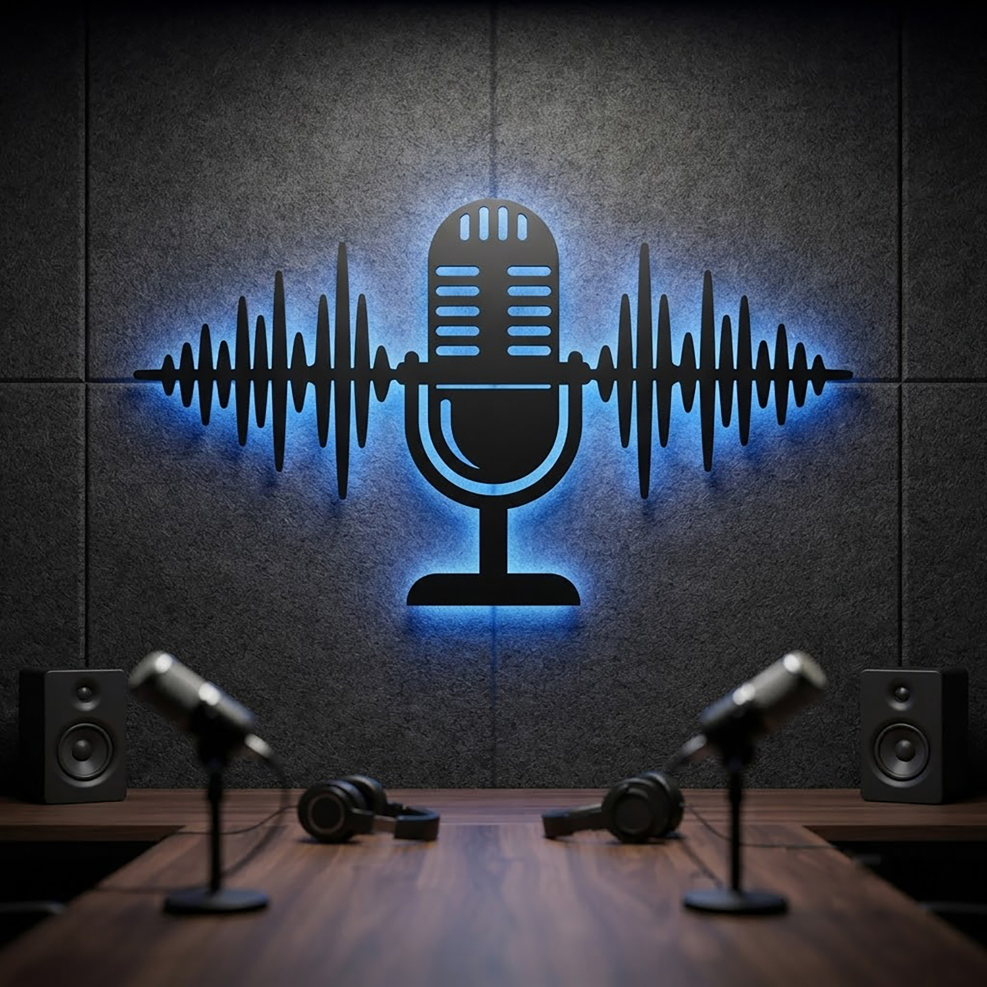 LED Microphone Metal Wall Art