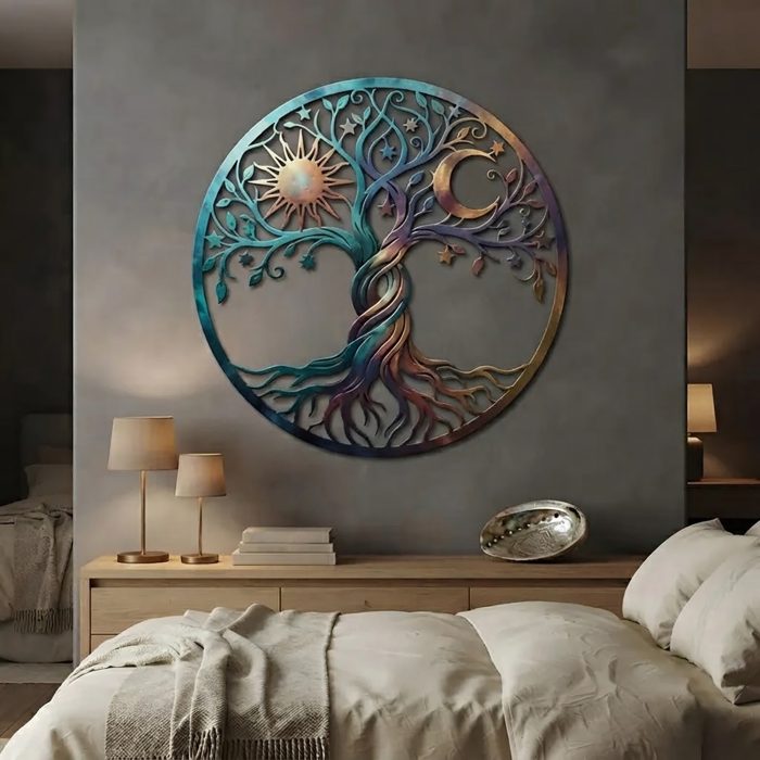 Sun and Moon Tree of Life Metal Wall Art