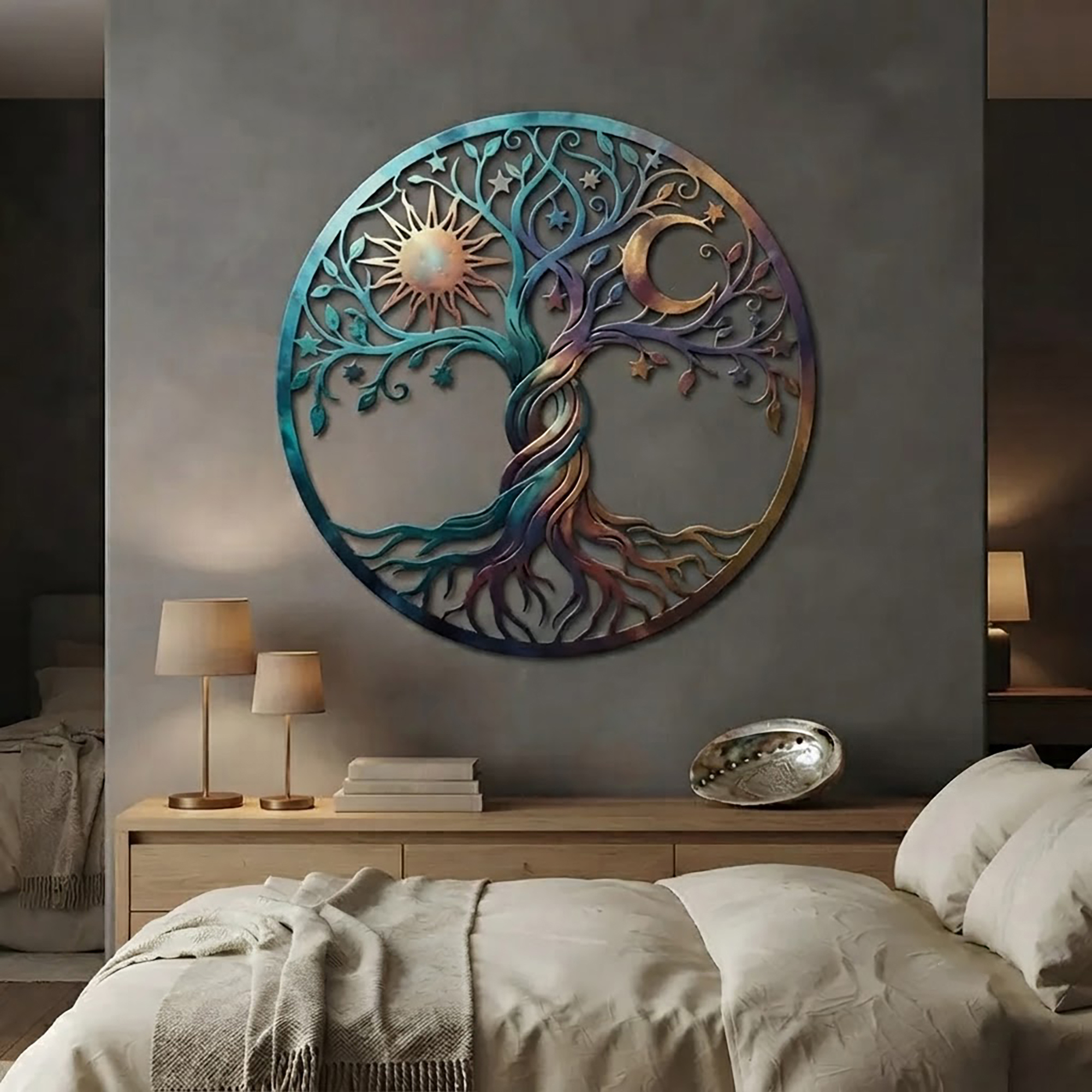 Sun and Moon Tree of Life Metal Wall Art