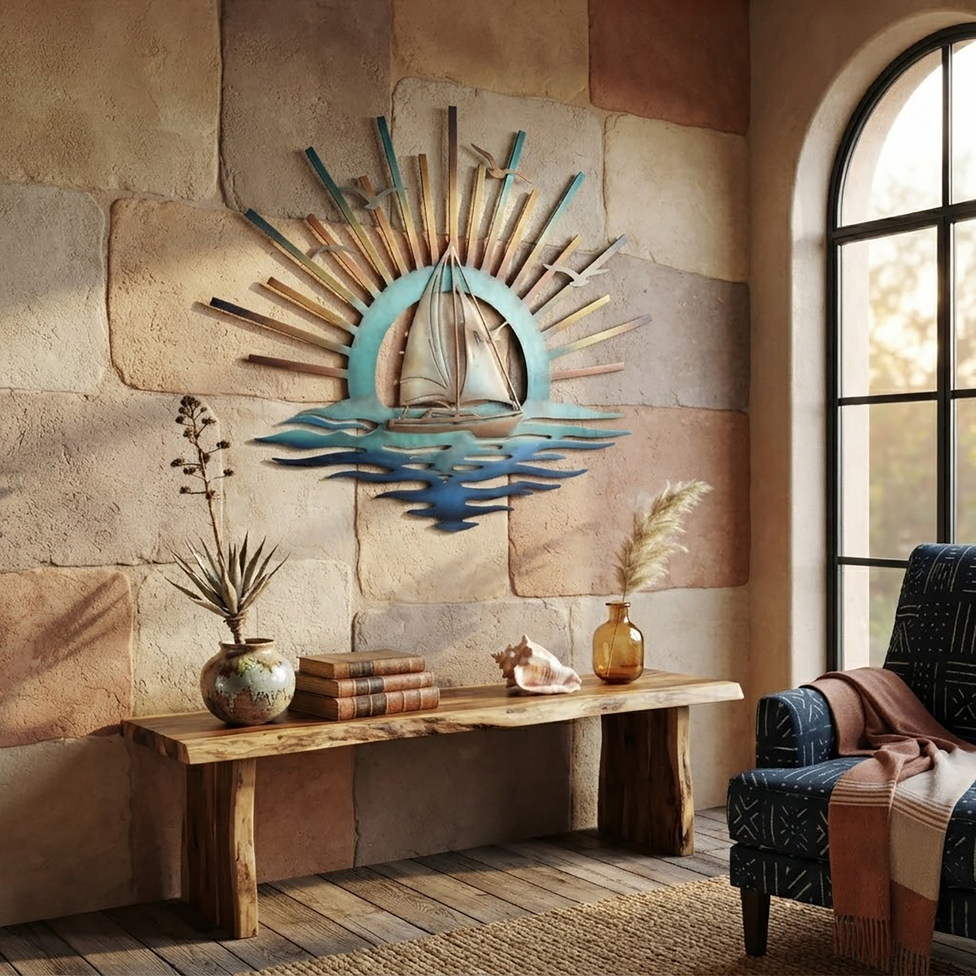 Sailboat Metal Wall Art - product view 2