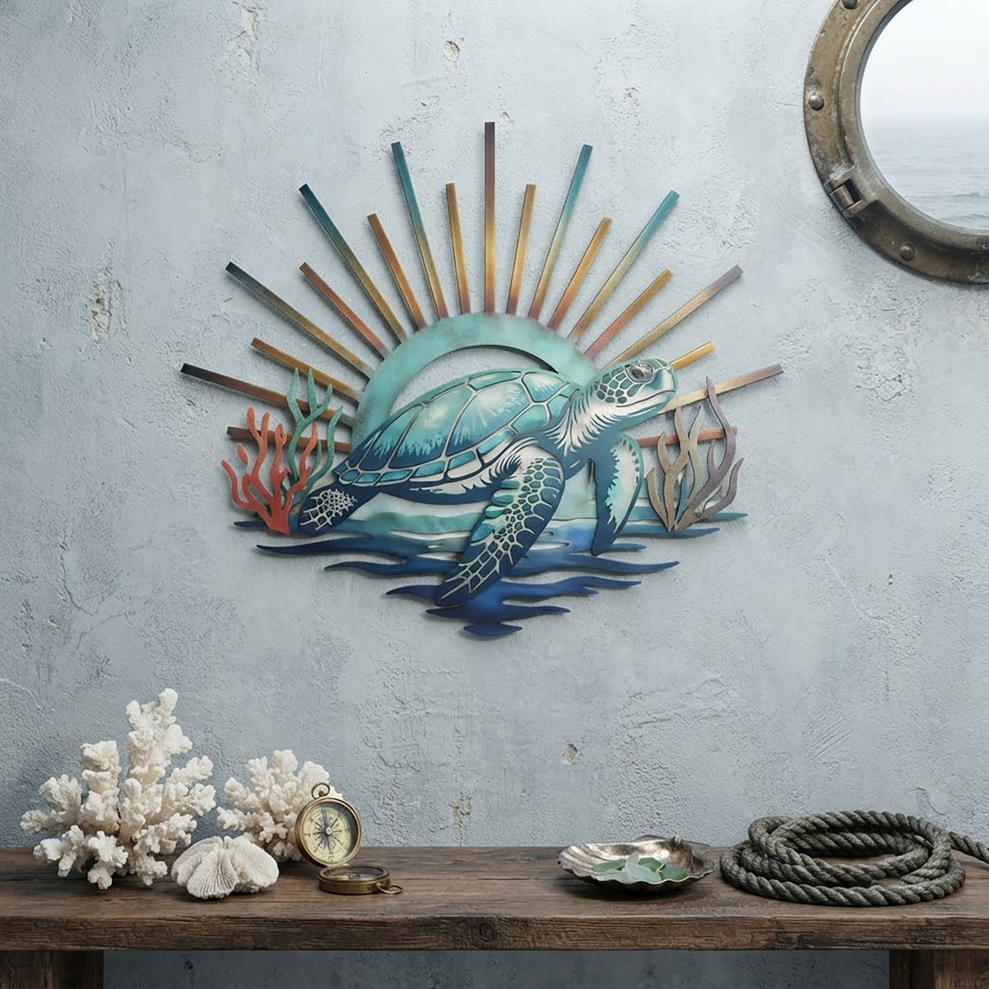Sea Turtle Metal Wall Art - product view 2