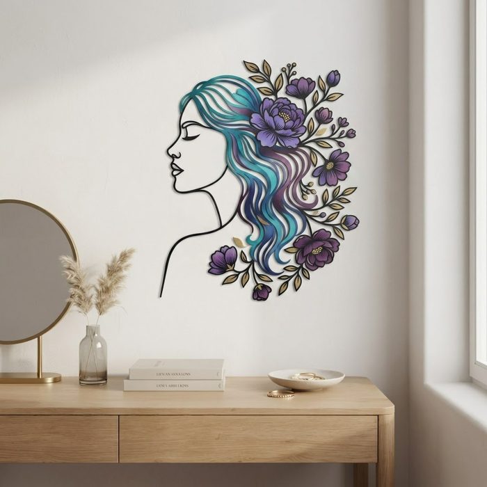 Floral Woman Metal Wall Art