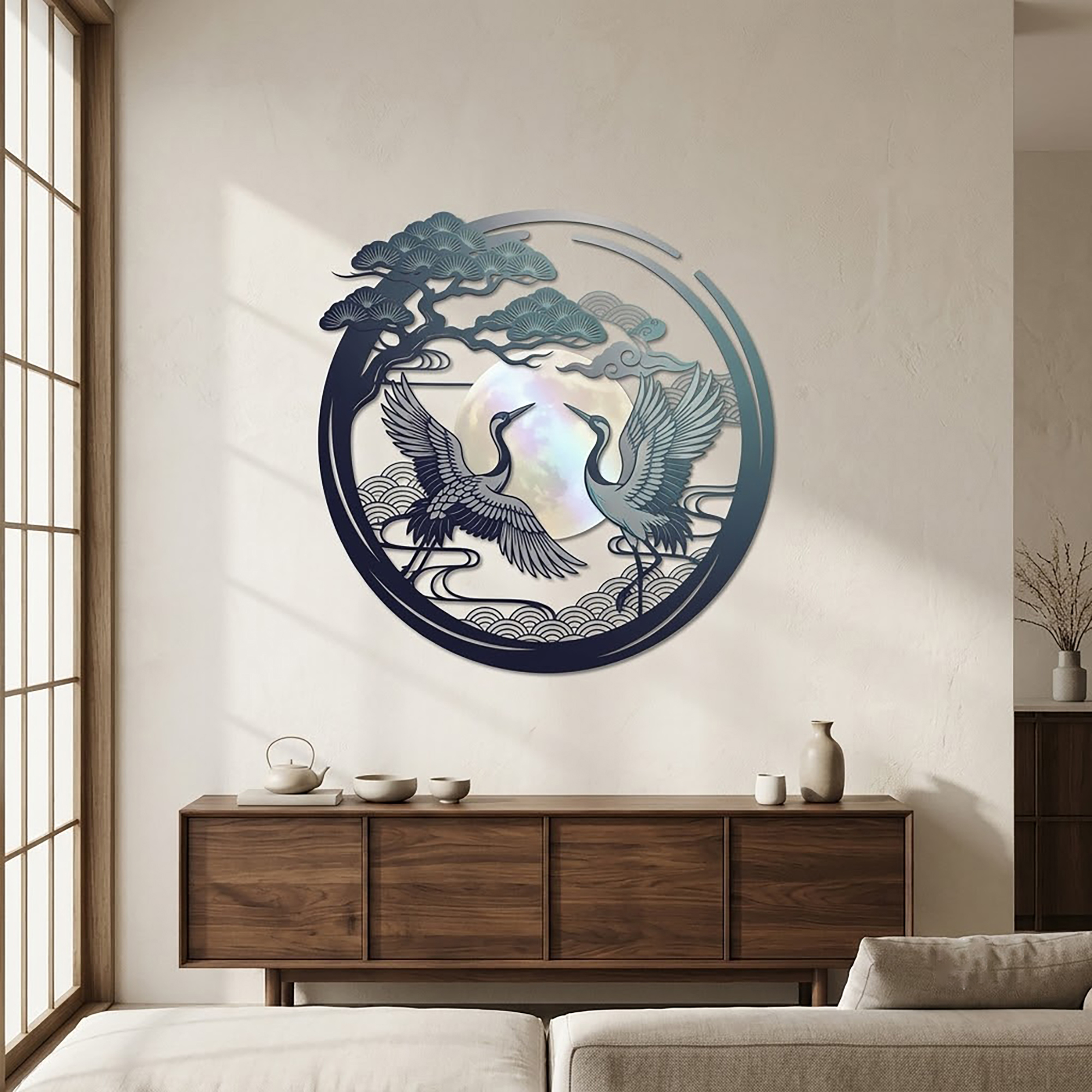 Japanese Crane Metal Wall Art - product view 2