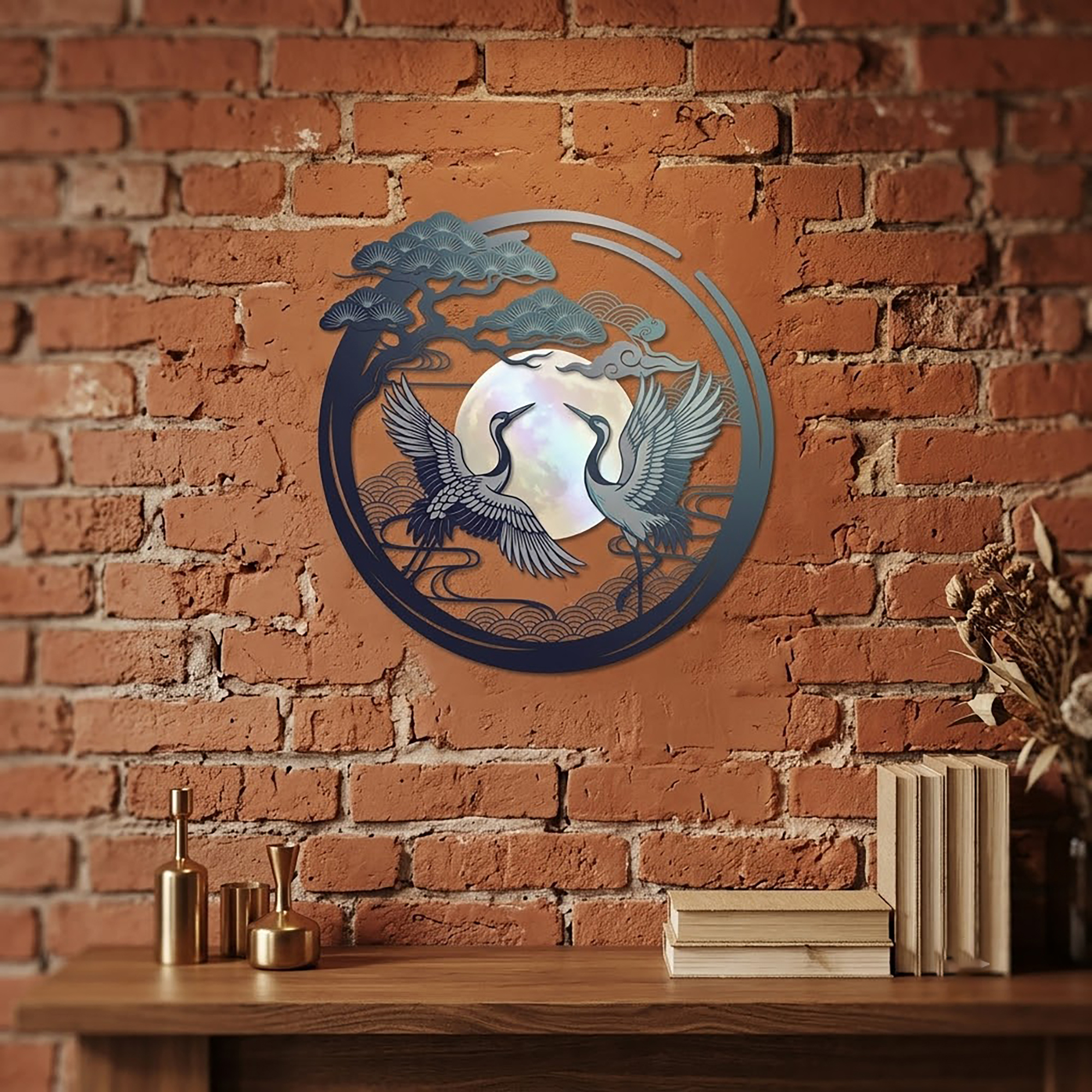 Japanese Crane Metal Wall Art - product view 3