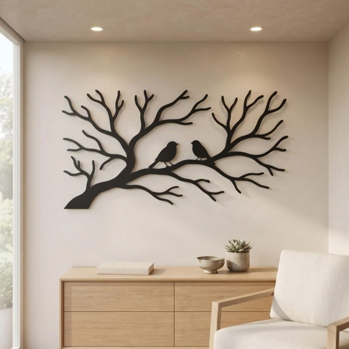 Birds on Branch Metal Wall Art
