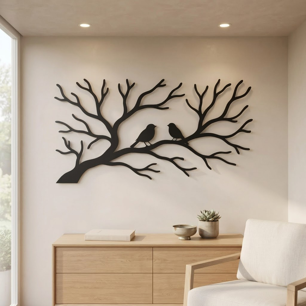 Birds on Branch Metal Wall Art