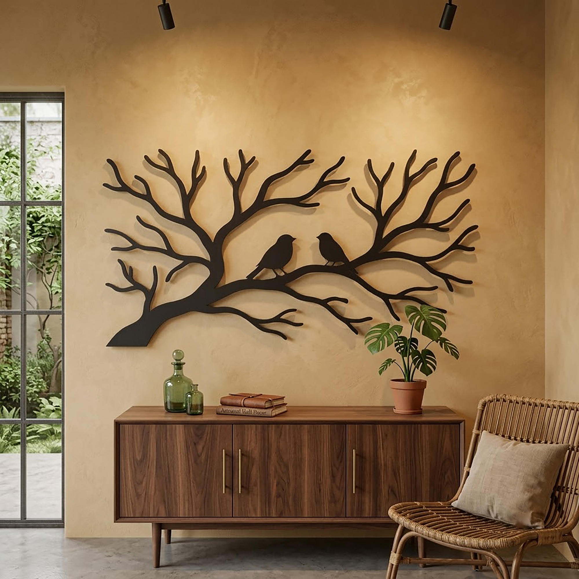 Birds on Branch Metal Wall Art - product view 2