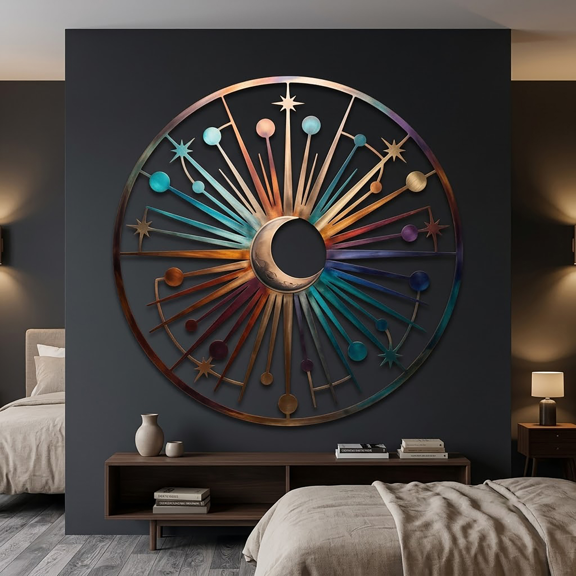 Celestial Moon Metal Wall Art