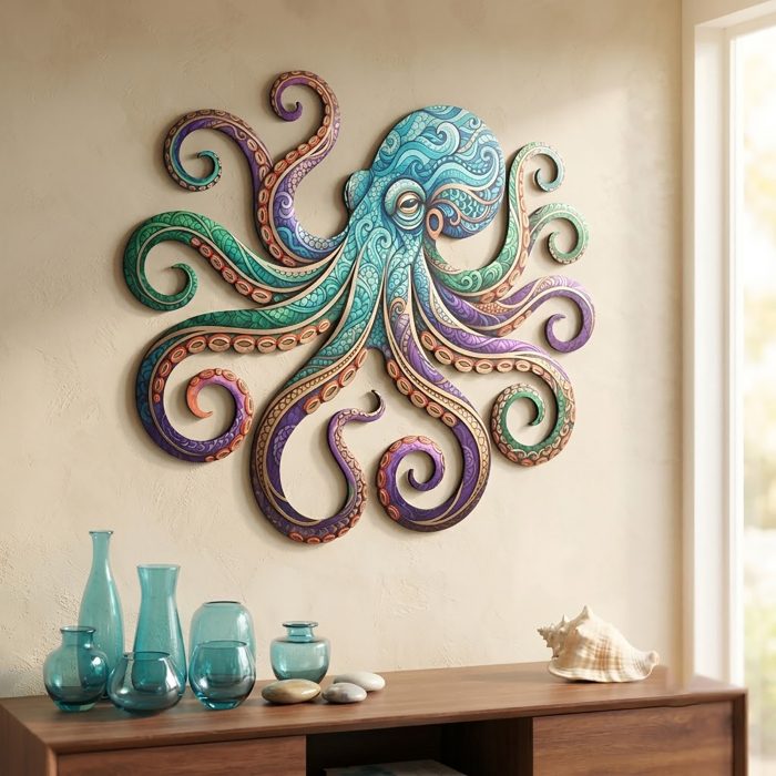 Colorful Octopus Metal Wall Art