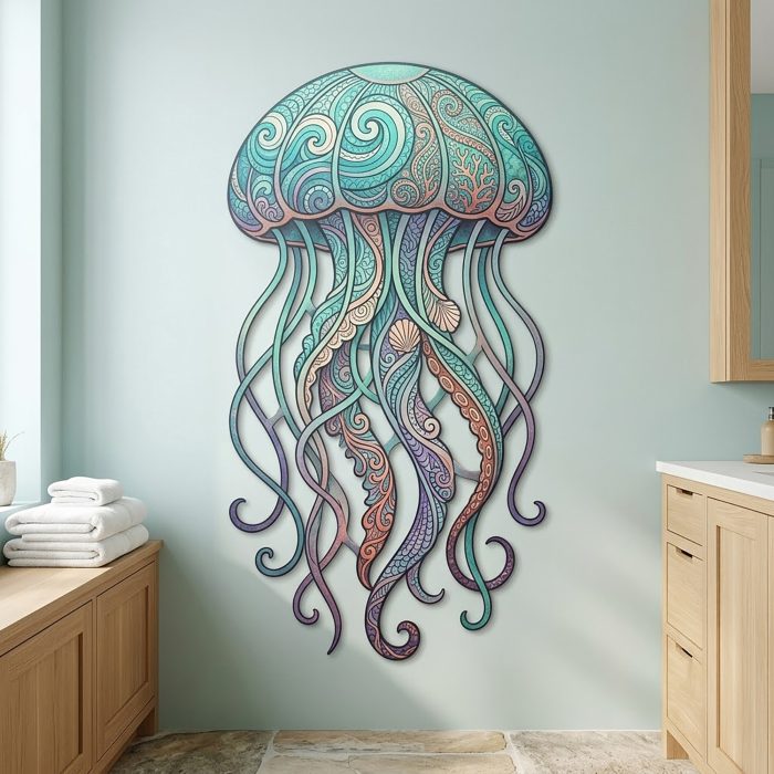Colorful Jellyfish Metal Wall Art