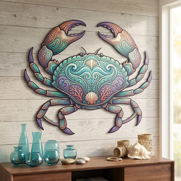 Colorful Crab Metal Wall Art