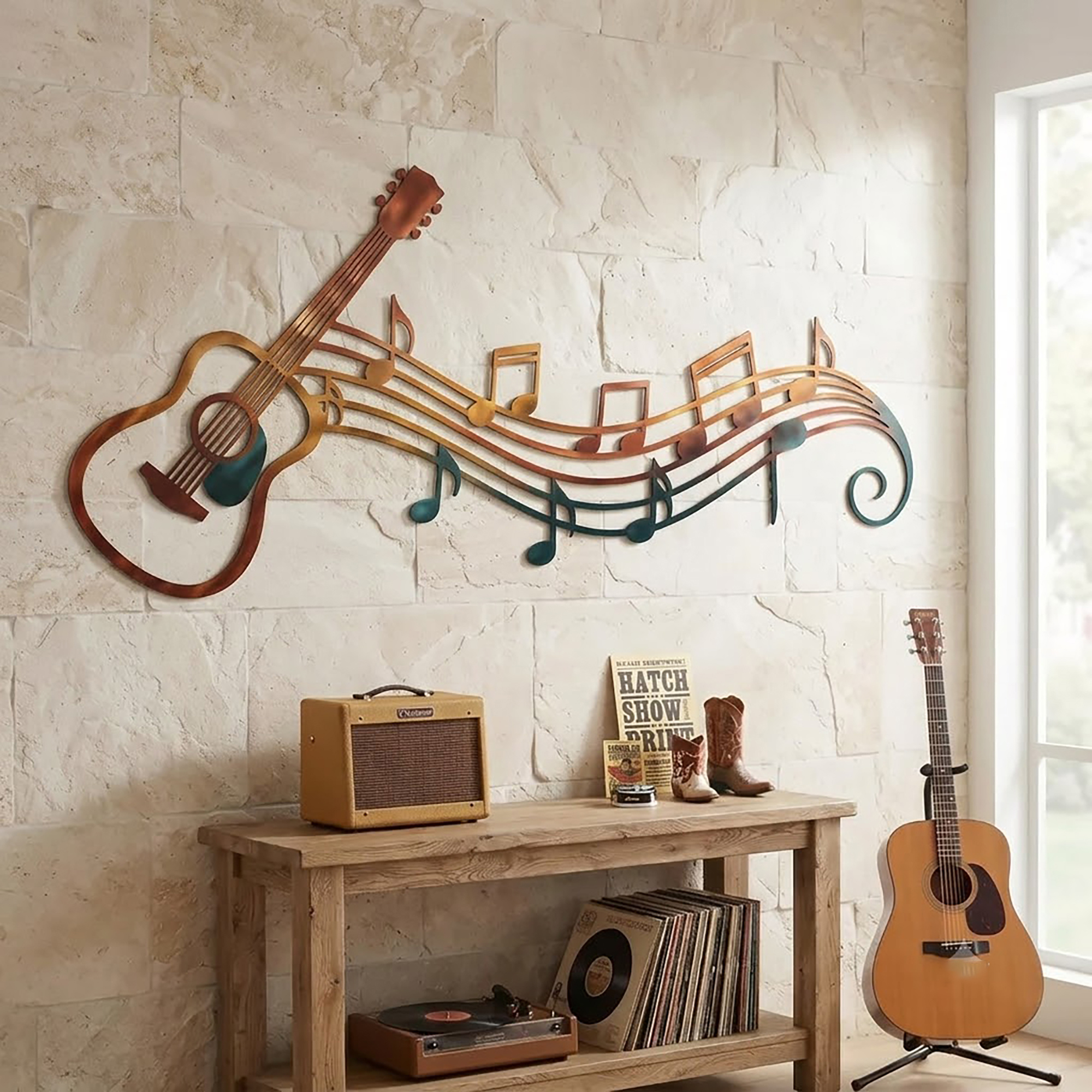 Acoustic Guitar Metal Wall Art