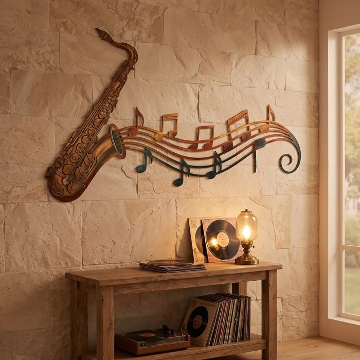 Vintage Saxophone Metal Wall Art