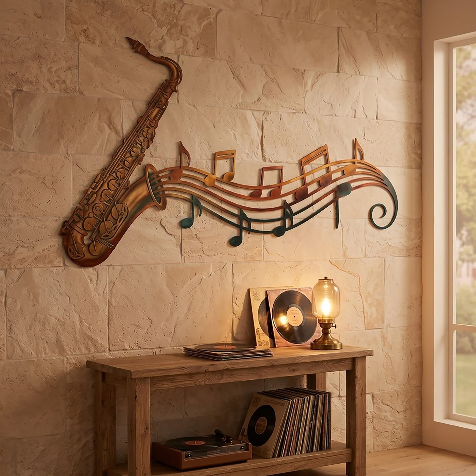 Vintage Saxophone Metal Wall Art