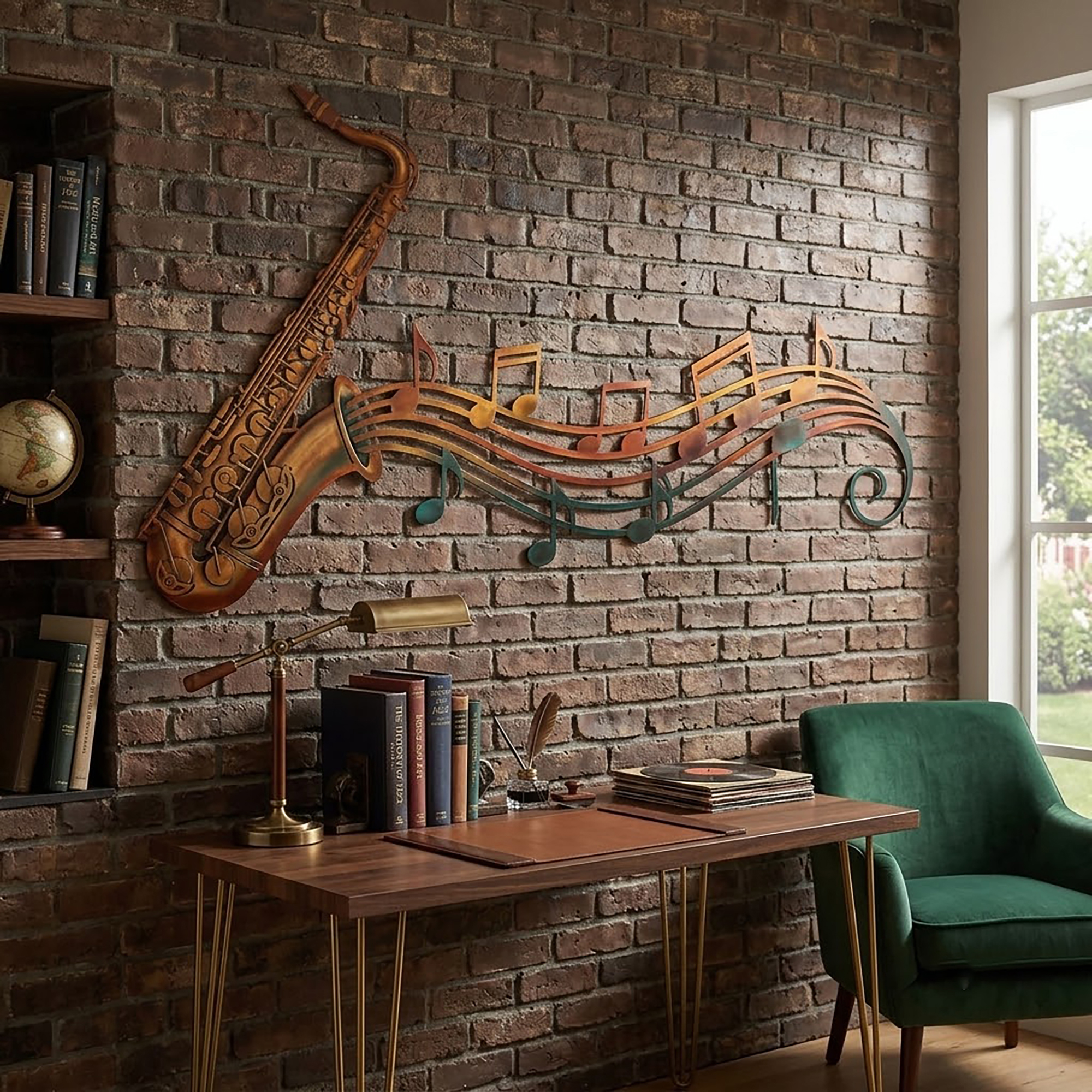 Vintage Saxophone Metal Wall Art - product view 2