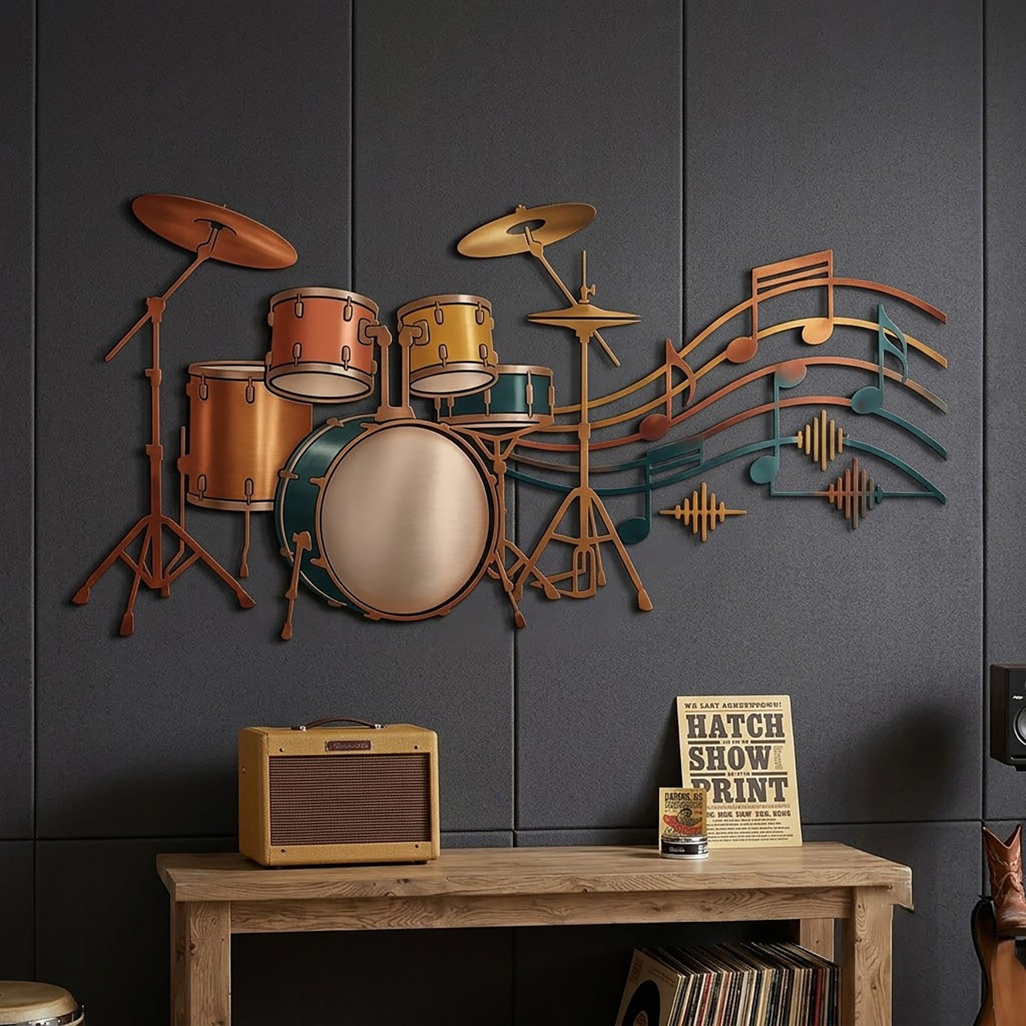 Drum Set Metal Wall Art