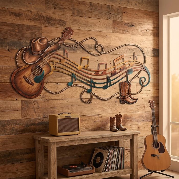 Country Guitar Metal Wall Art
