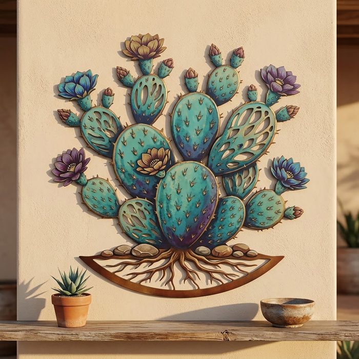 Prickly Pear Cactus Metal Wall Art