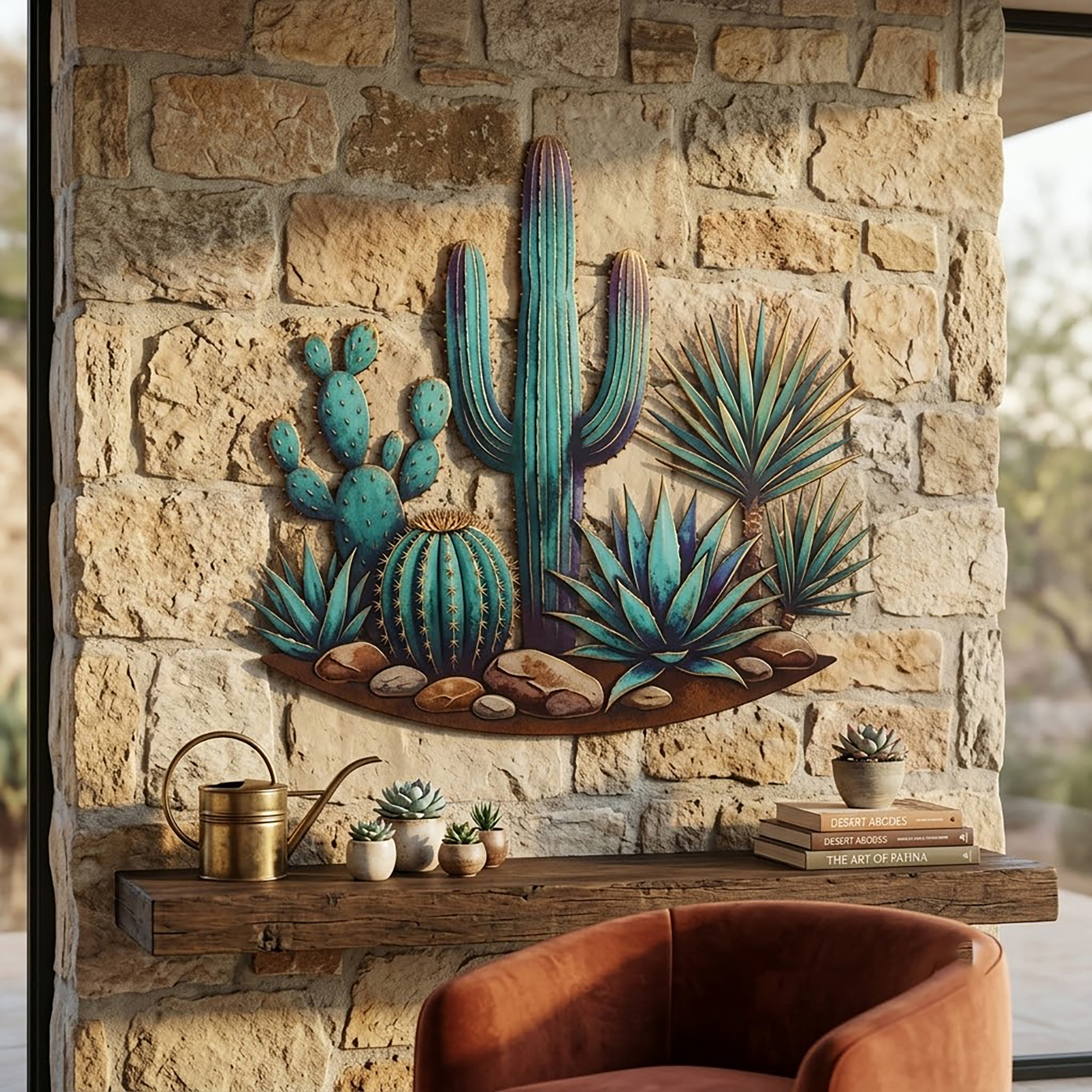 Desert Cactus Metal Wall Art - product view 2