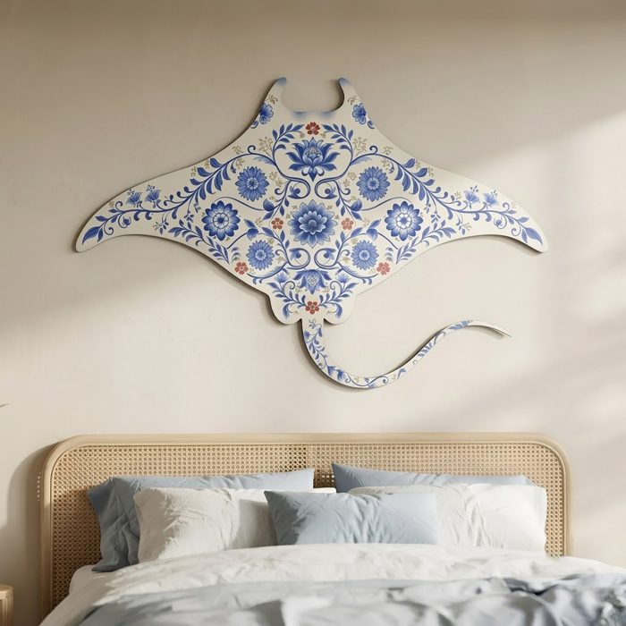 Floral Manta Ray Metal Wall Art