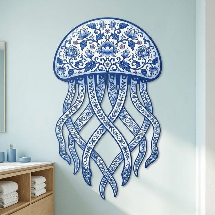 Floral Jellyfish Metal Wall Art