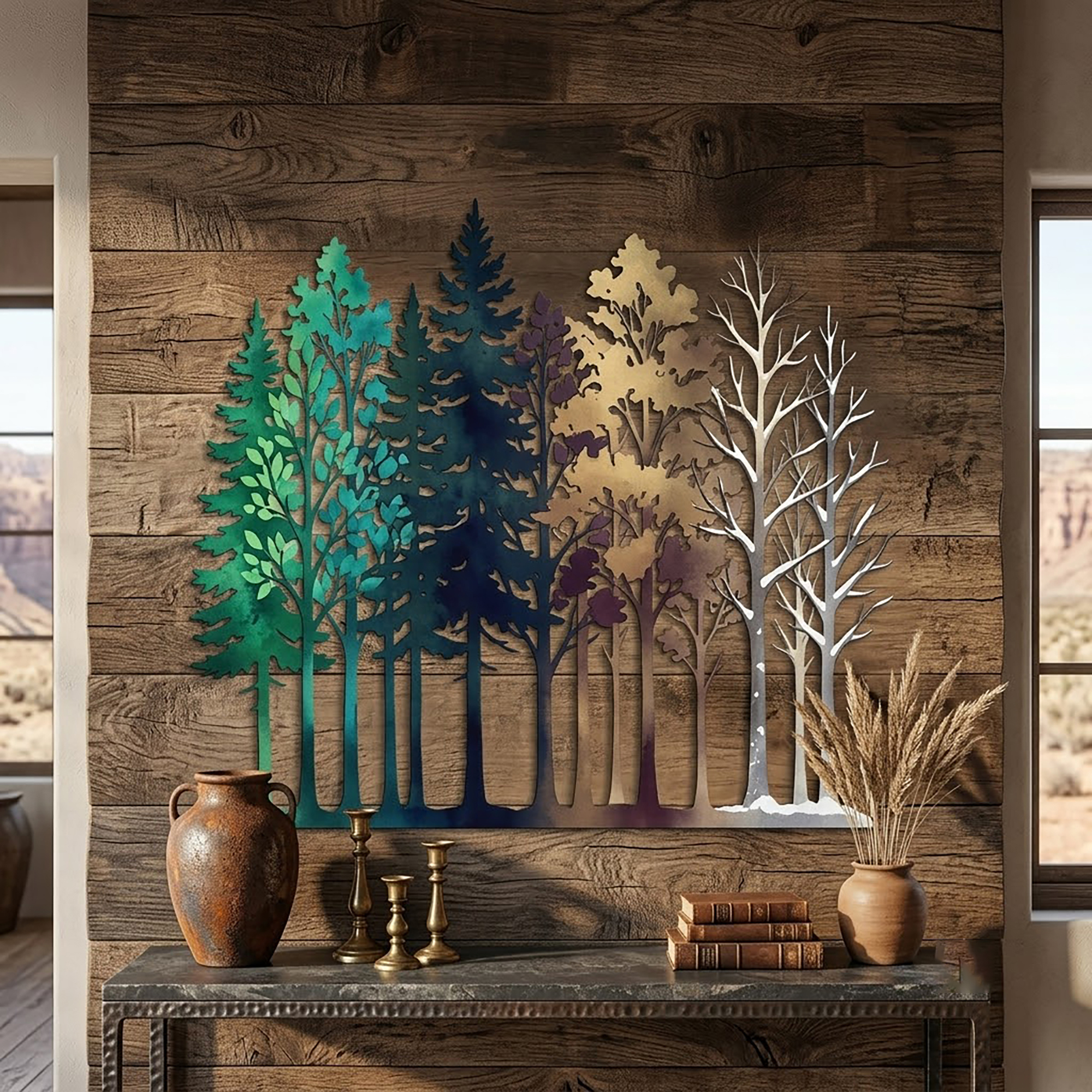 Four Seasons Forest Metal Wall Art - product view 2