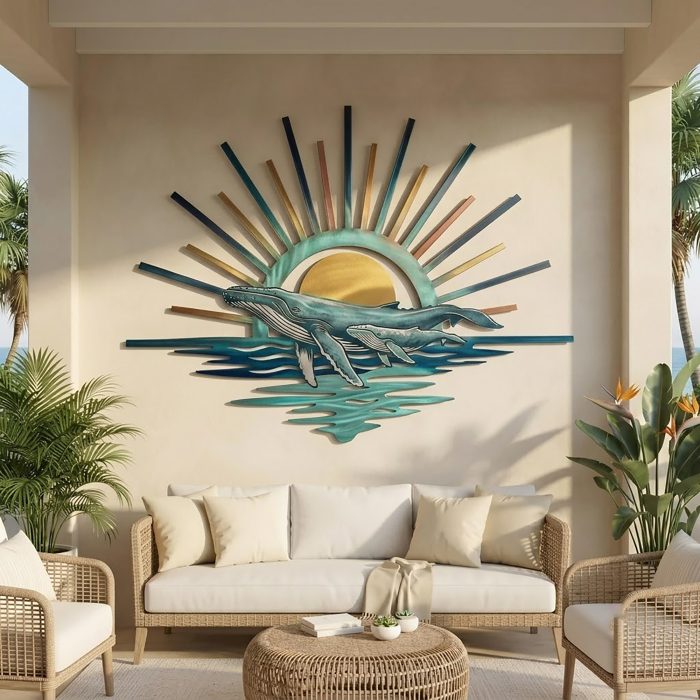 Mother and Baby Whale Metal Wall Art