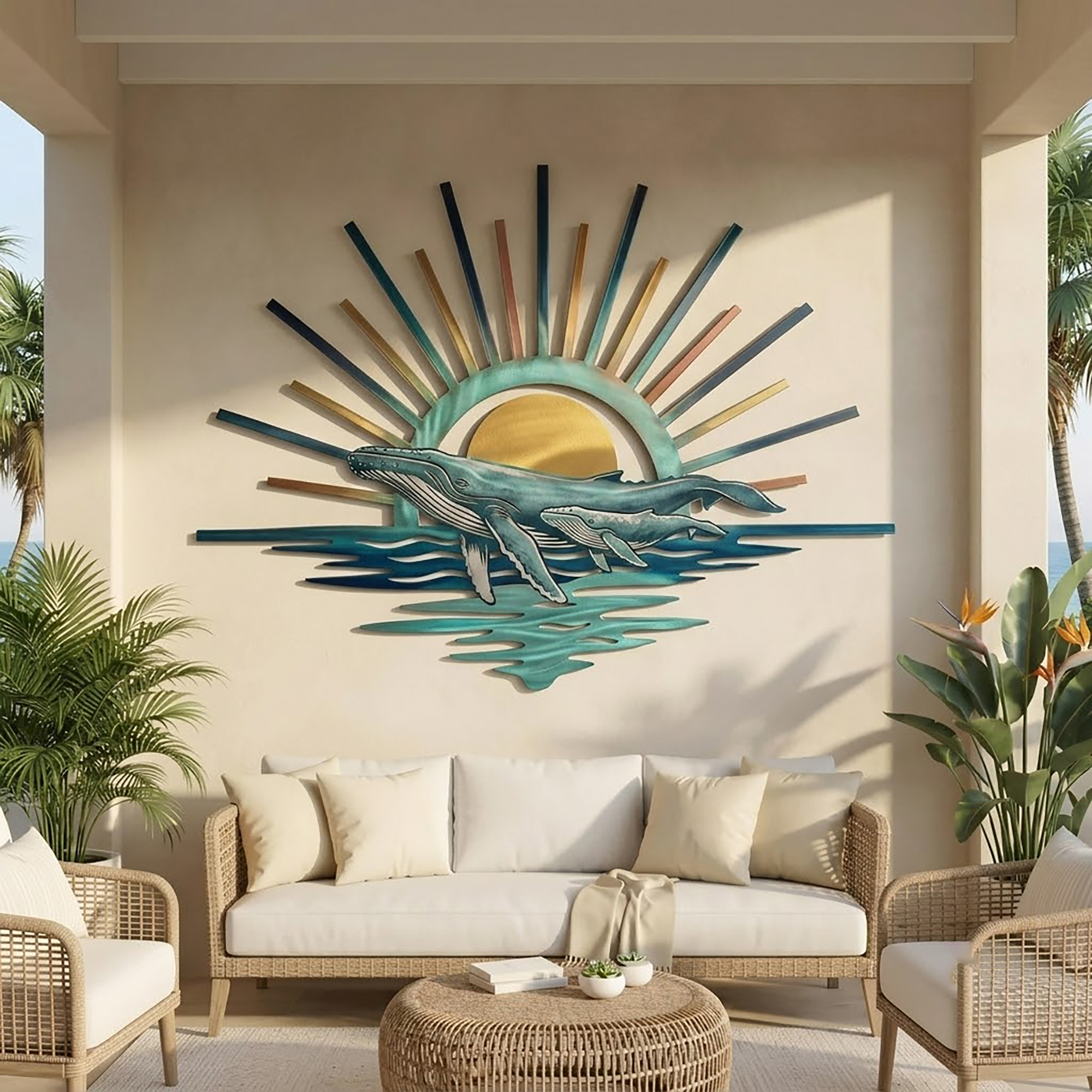 Mother and Baby Whale Metal Wall Art