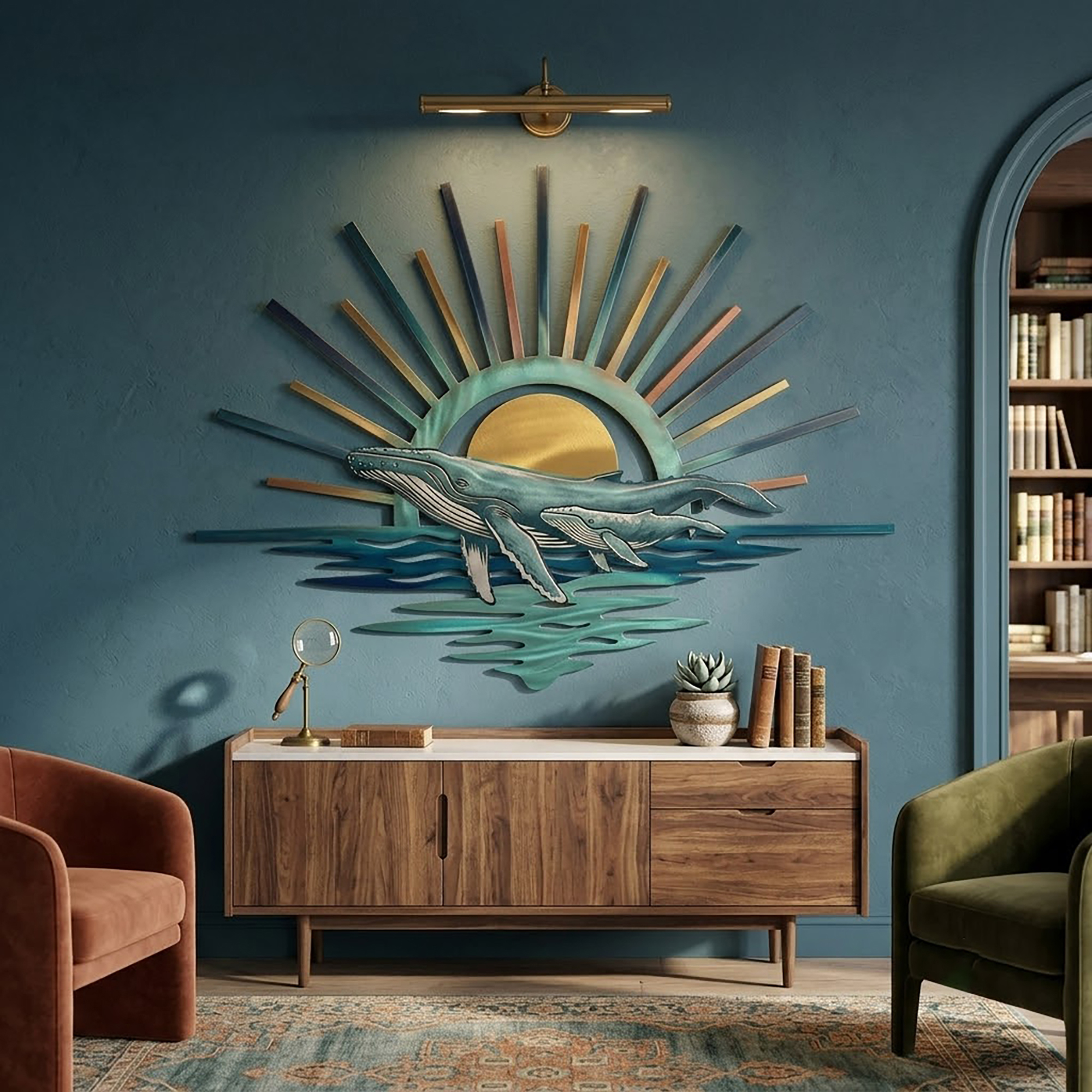 Mother and Baby Whale Metal Wall Art - product view 2
