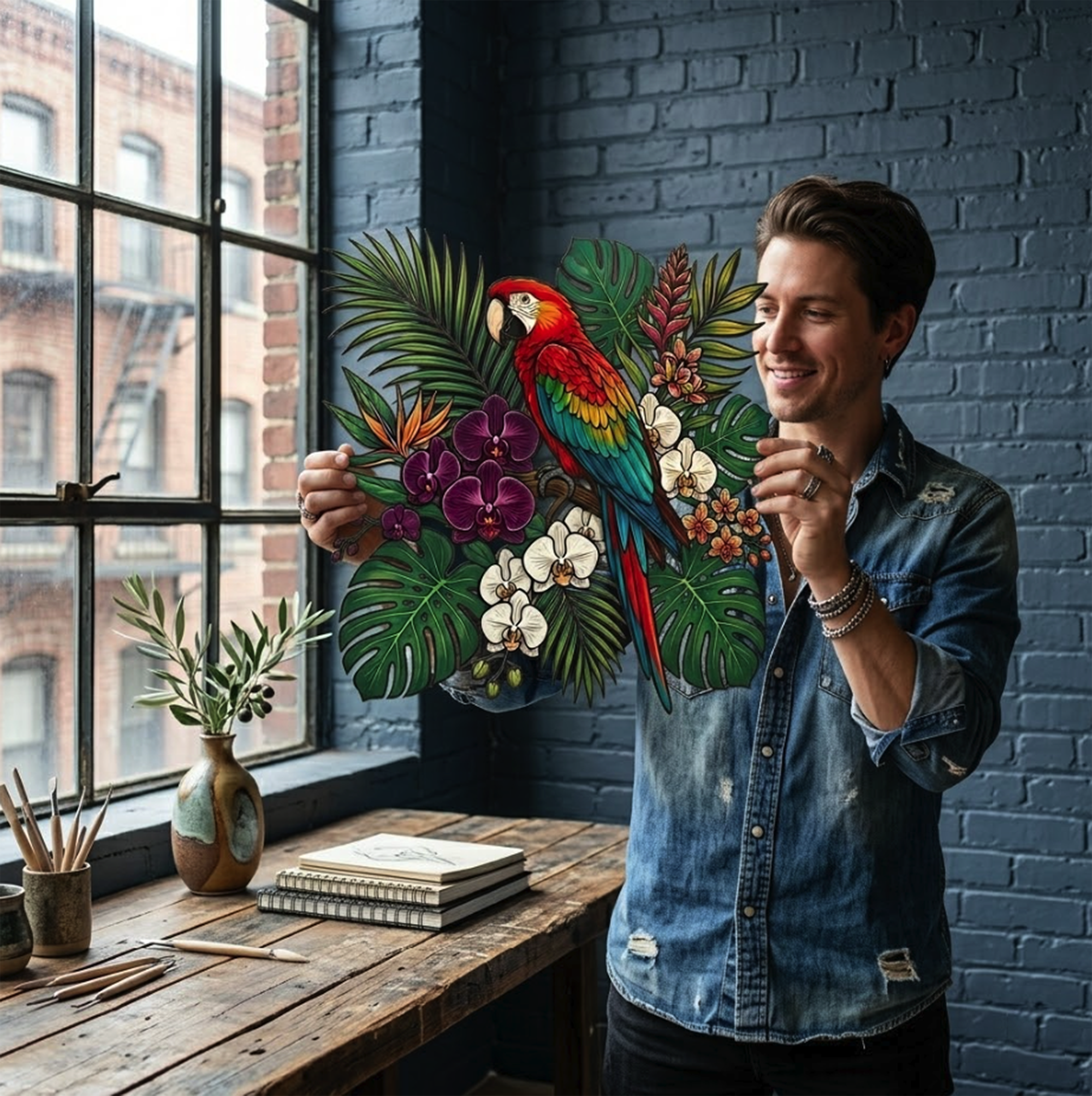 Macaw Metal Wall Art - product view 3