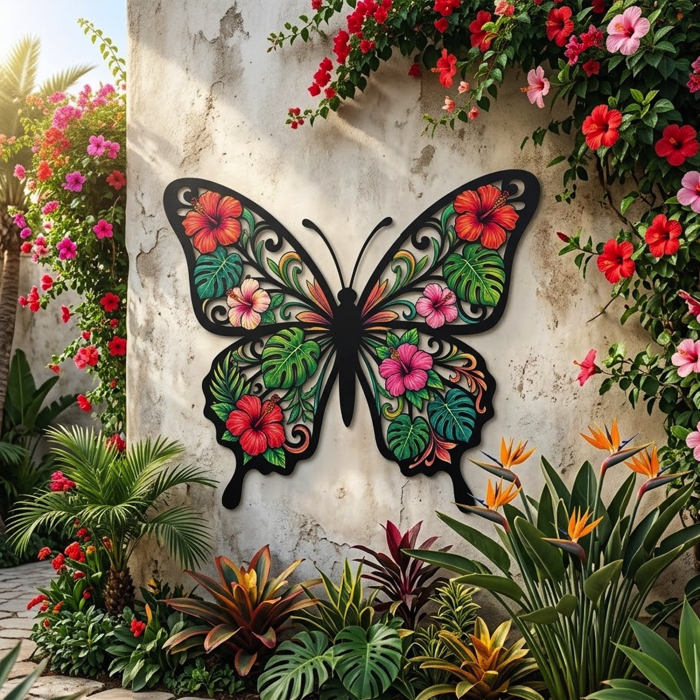 Tropical Butterfly Metal Wall Art